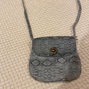Mini suede snake skin cross body bag